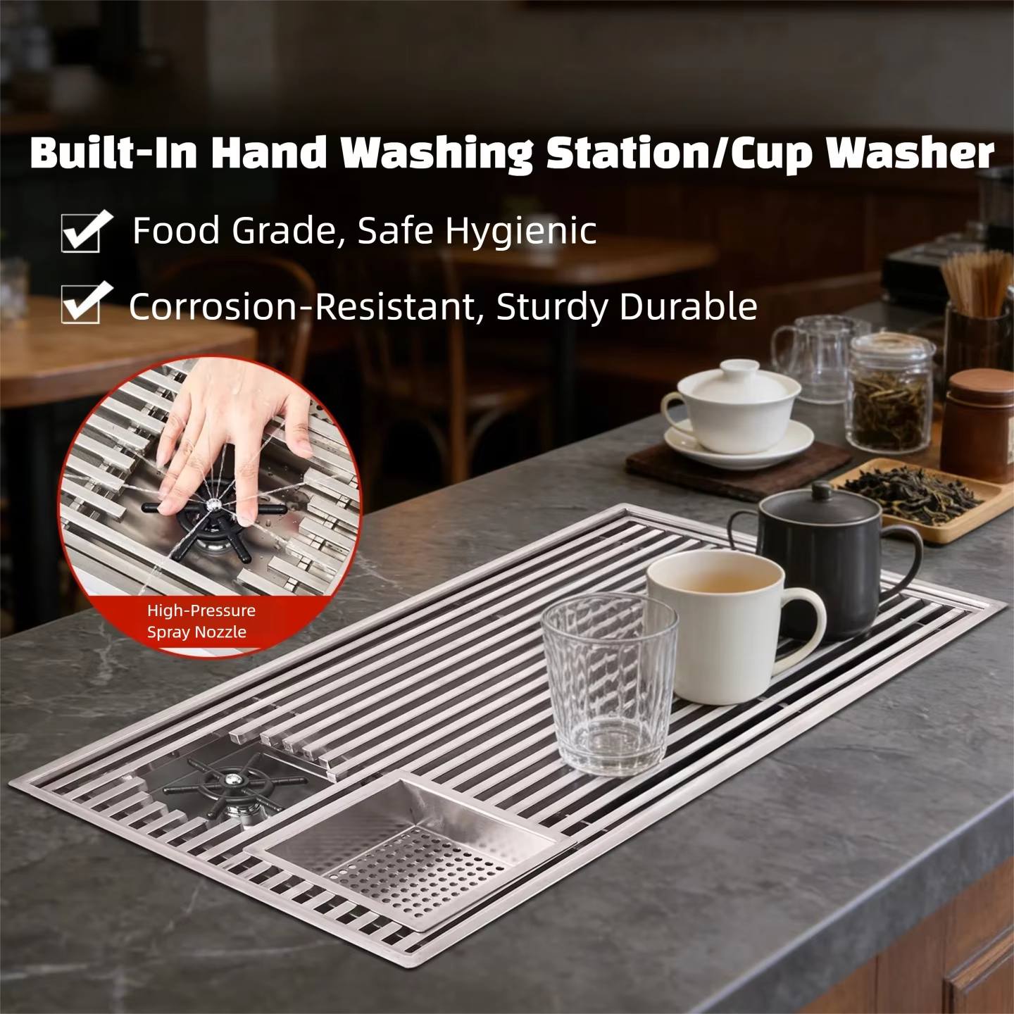 Coffee And Tea Bar - Modern Inset Tea Tray With Drain