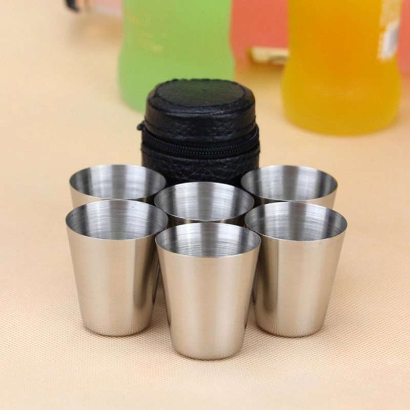 Coffee Tea And Sugar Canister Set - 4/6Pcs Stainless Steel Cups Mini Shot