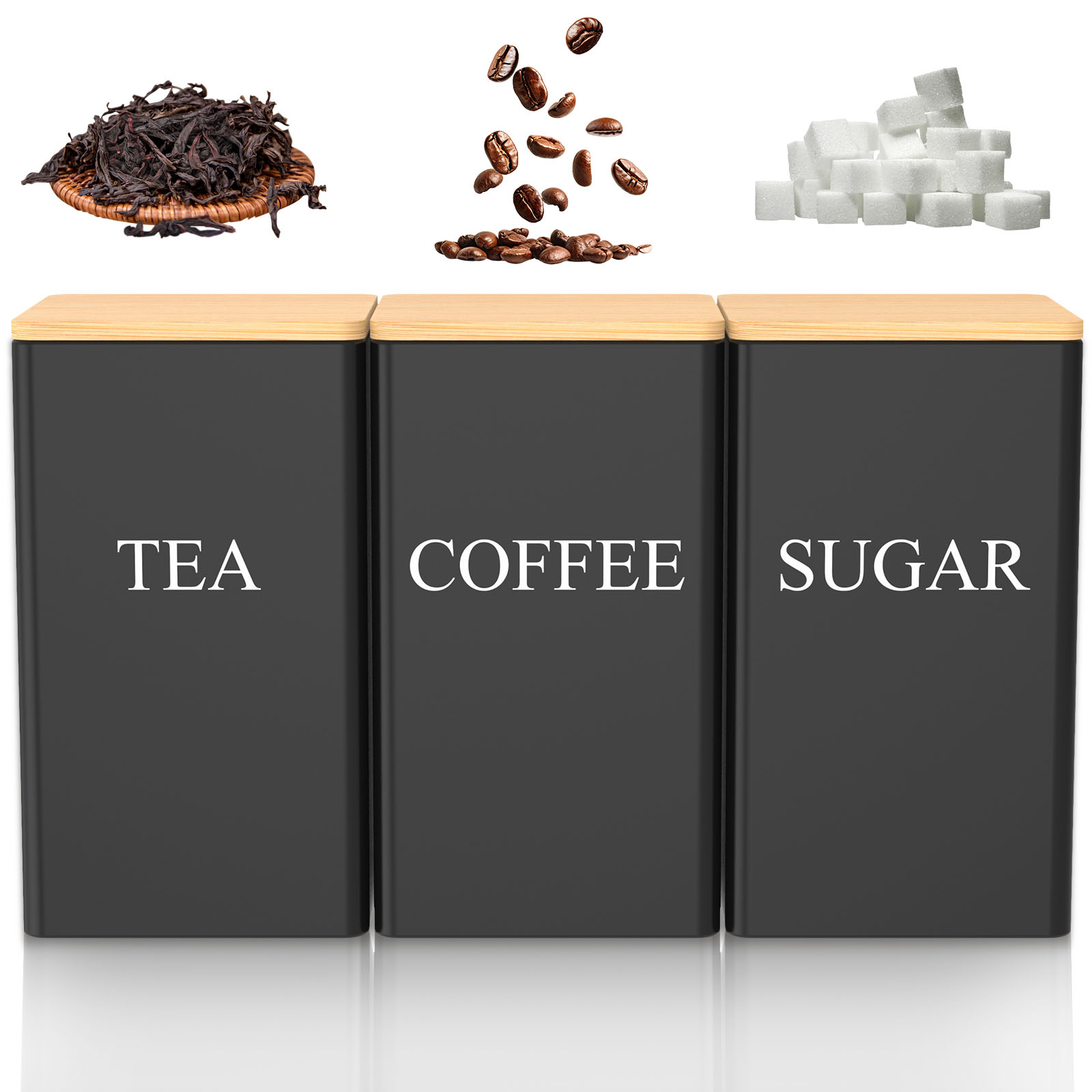 Coffee Tea And Sugar Canister Set - 1000 ML Coffee Tea and Sugar
