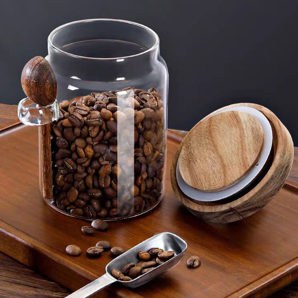 Coffee Tea Jars - Transparent Glass Food Storage Canister with