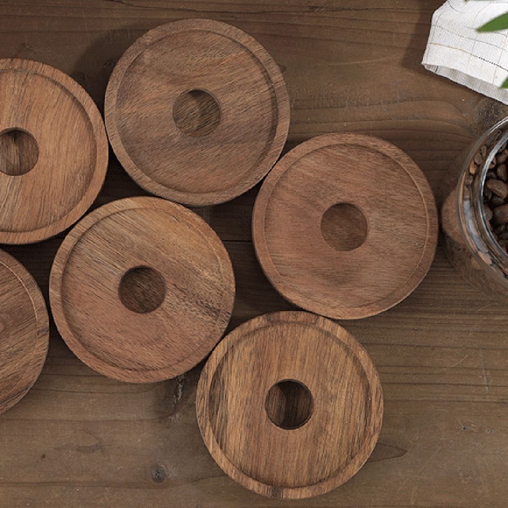 Multi-Use Wooden Lid Glass Foo - Coffee Tea And Sugar Canister Set 评论和价格