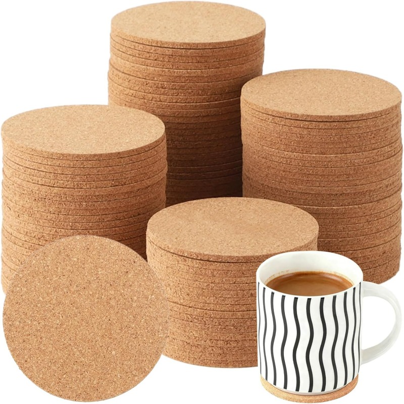 Natural Wooden Round Cork Coas - Coffee And Tea Bar 评论和价格