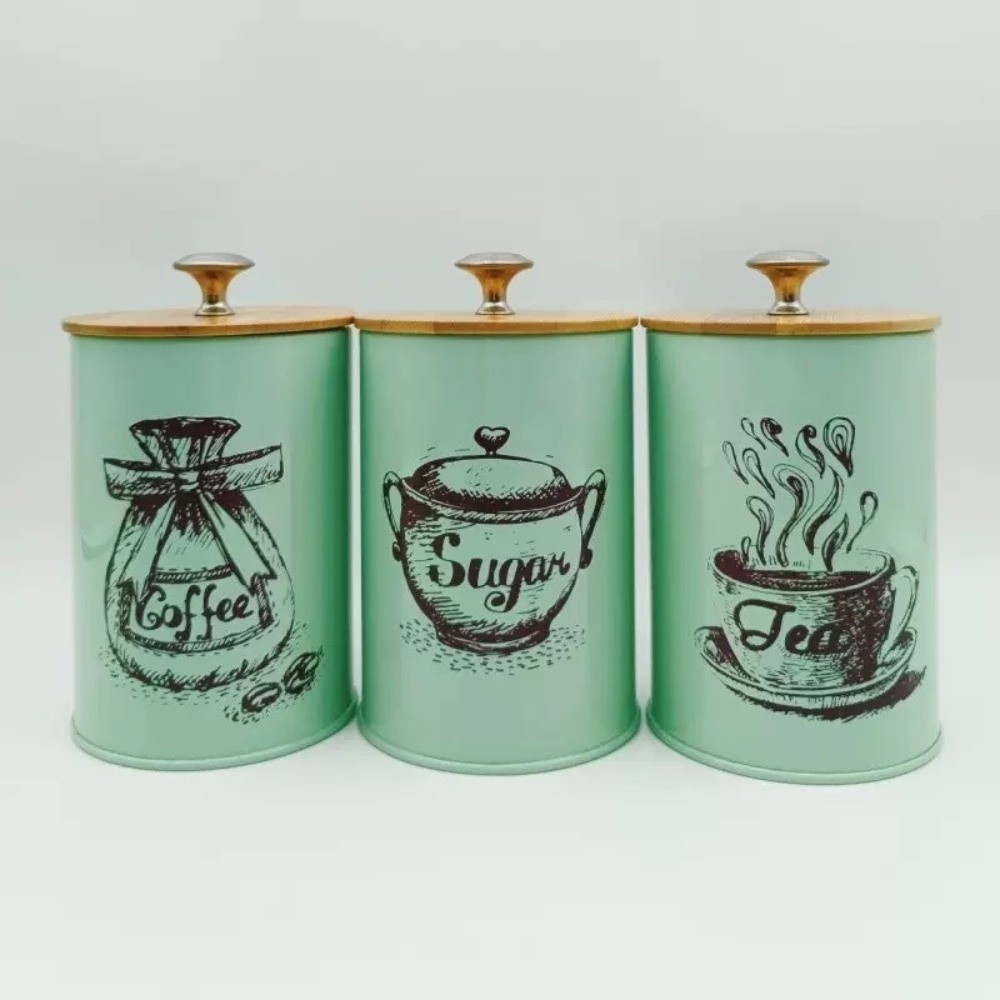 3pcs Metal Coffee Canister Set - Coffee Tea And Sugar Canister Set 评论和价格