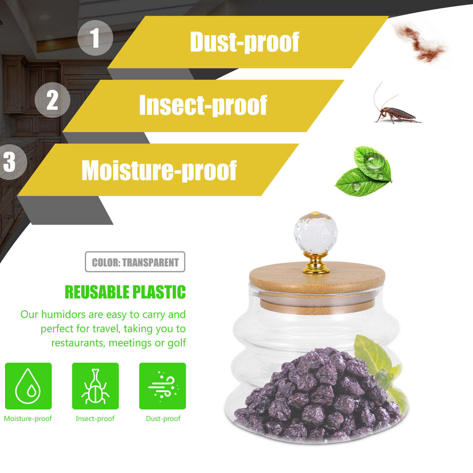 Clear Glass Storage Jar Airtig - Coffee Bean And Tea Leaf 评论和价格