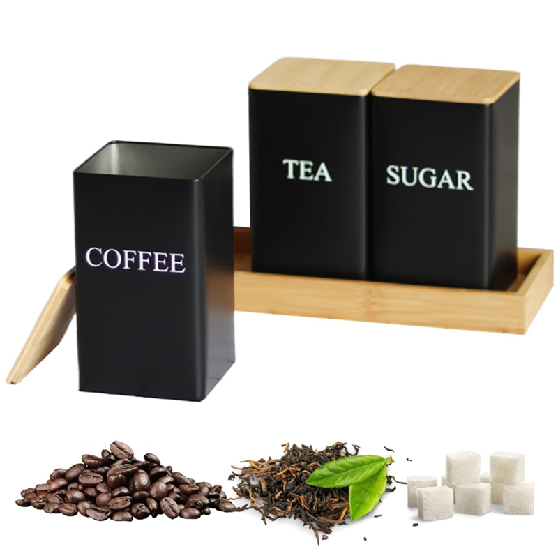 3PCS Set Tea Coffee Sugar Cani - Coffee Tea And Sugar Canister Set 评论和价格