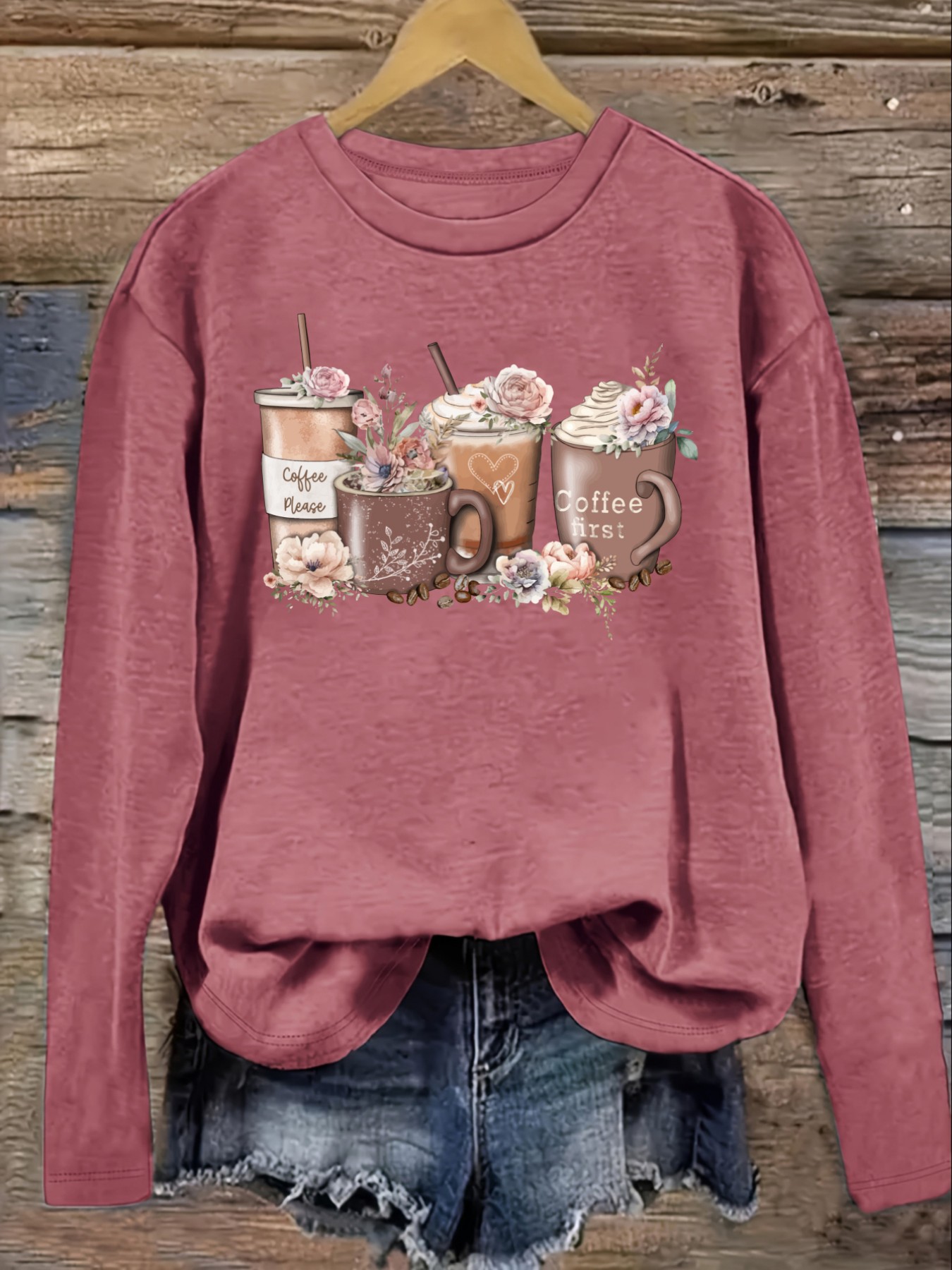 Women's Casual Long Sleeve Cre - Coffee&Tea House Menu 评论和价格