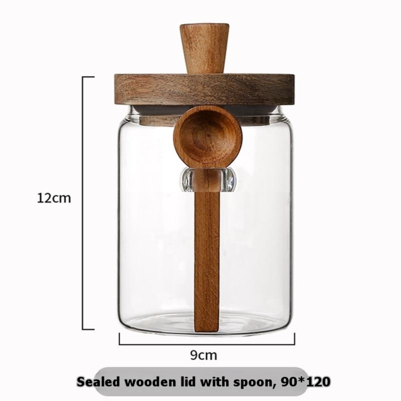 ABJI-Glass Jar With Wooden Lid - Coffee Tea And Sugar Canister Set 评论和价格