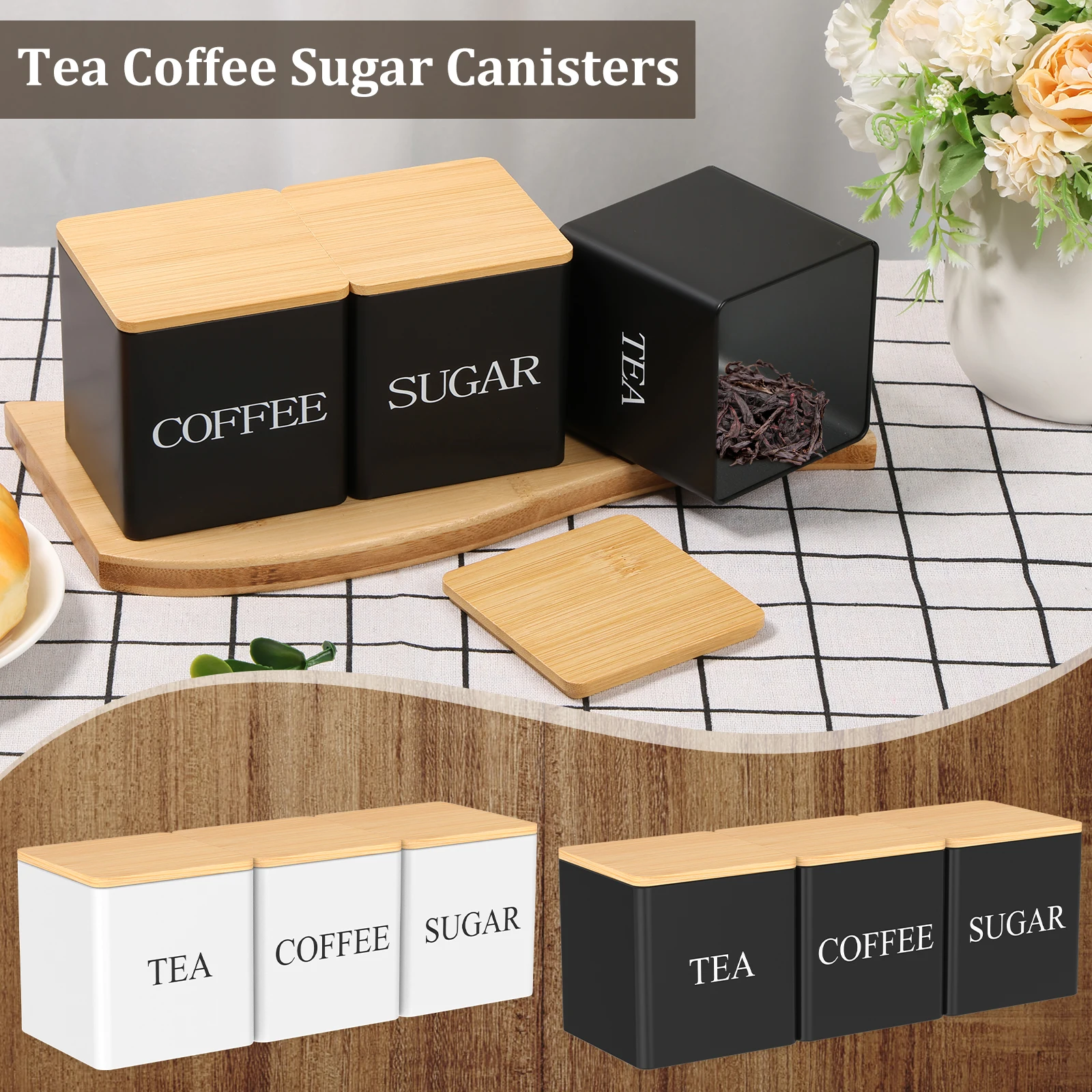 3Pcs Set 500ml Tea Sugar Coffe - Coffee Tea And Sugar Canister Set 评论和价格
