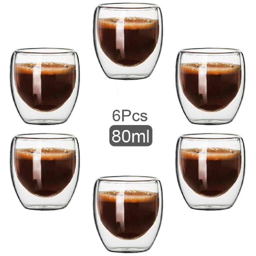 Double Walled Glass Coffee Mug - Coffee Tea Sugar Set 评论和价格