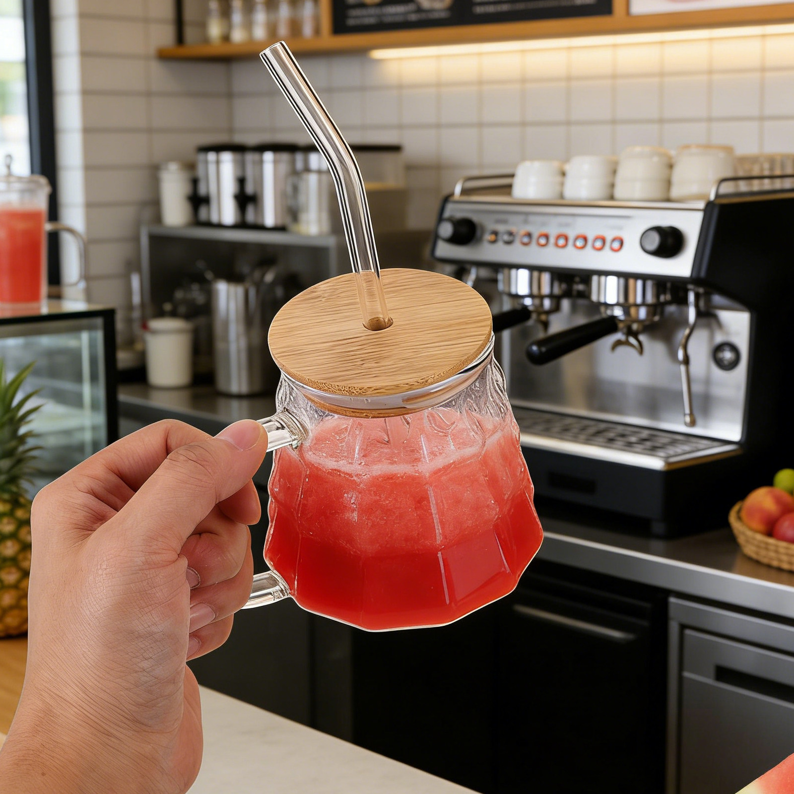 Transparent Glass Milk Cup wit - Coffee Tea Tumbler 评论和价格