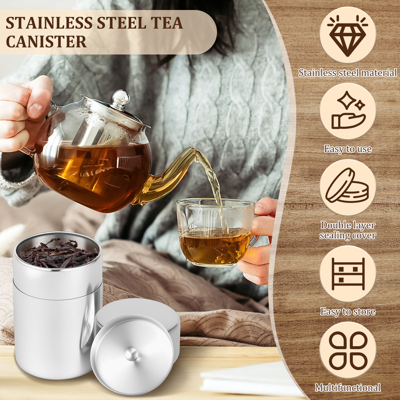 Stainless Steel Tea Leaf Tins  - Coffee Bean And Tea Leaf 评论和价格