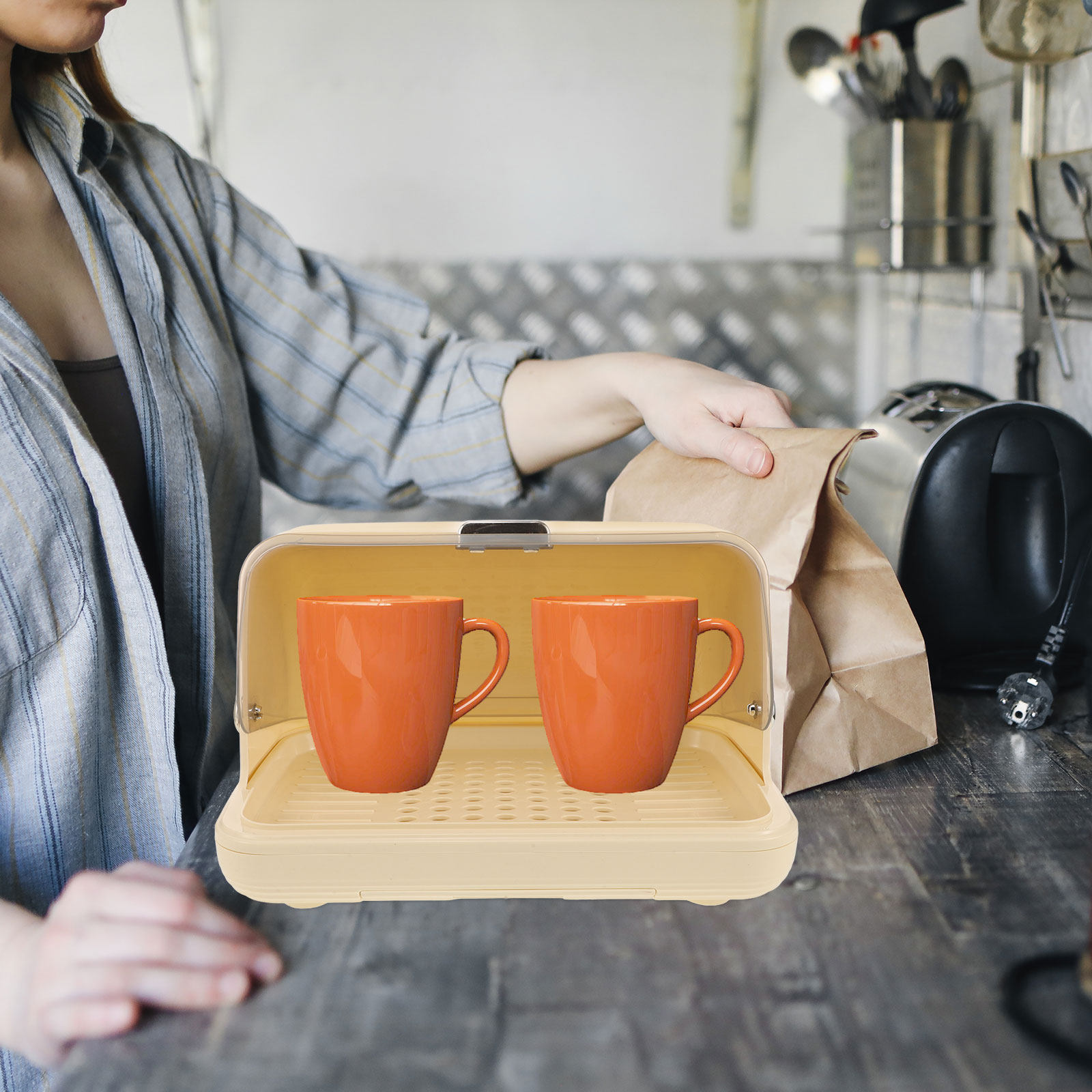 Cup Storage Organizer Box Desk - Coffee Tea Box 评论和价格