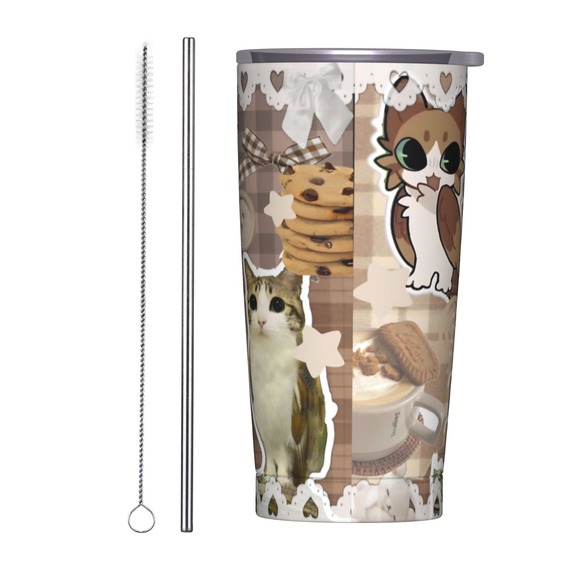 Cute Cat Owl Meowl Tumbler Vac - Coffee Tea Tumbler 评论和价格