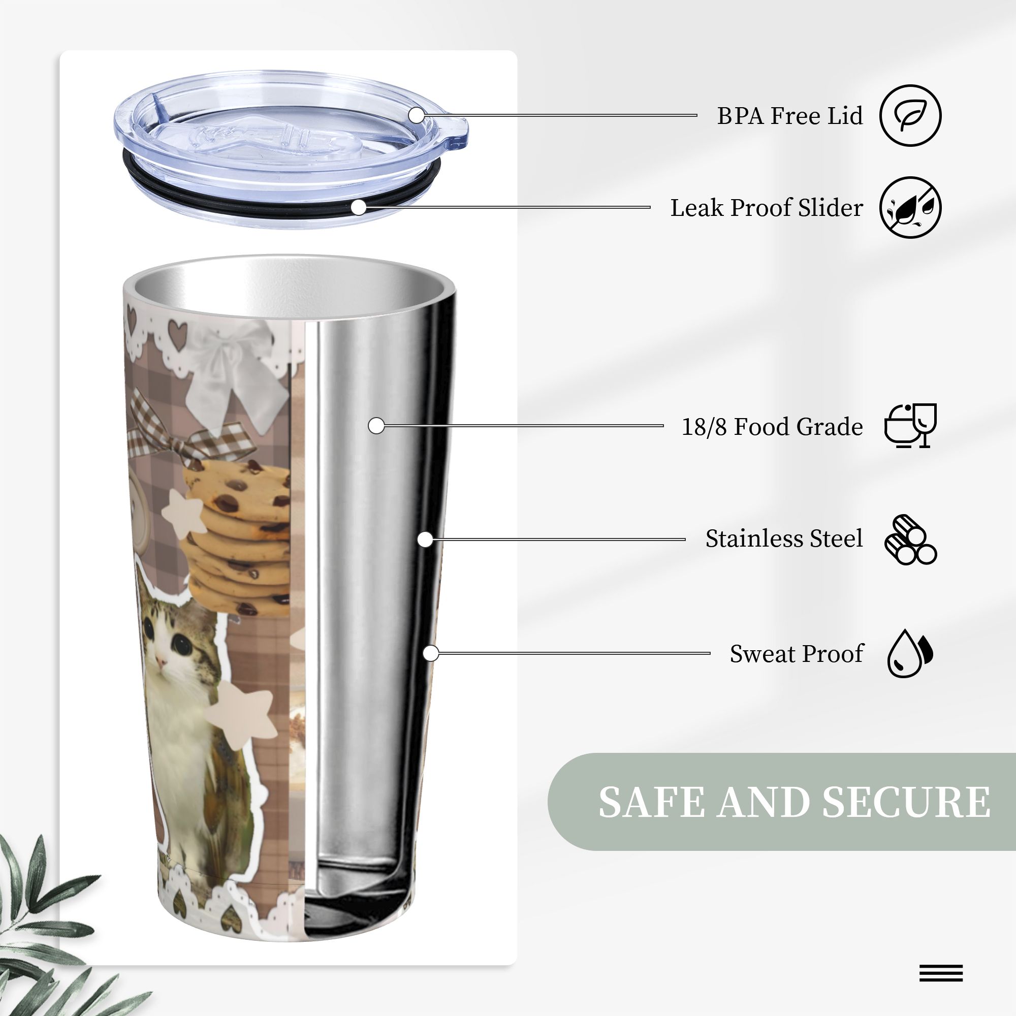 Cute Cat Owl Meowl Tumbler Vac - Coffee Tea Tumbler 评论和价格