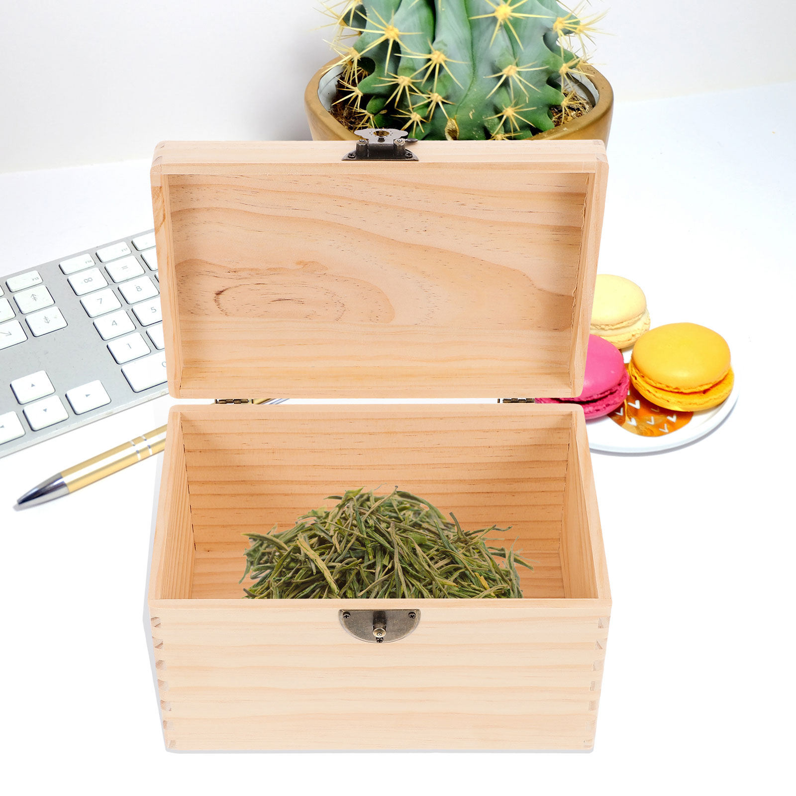 Sturdy Pine Wood Tea Box Stora - Coffee Bean And Tea Leaf 评论和价格