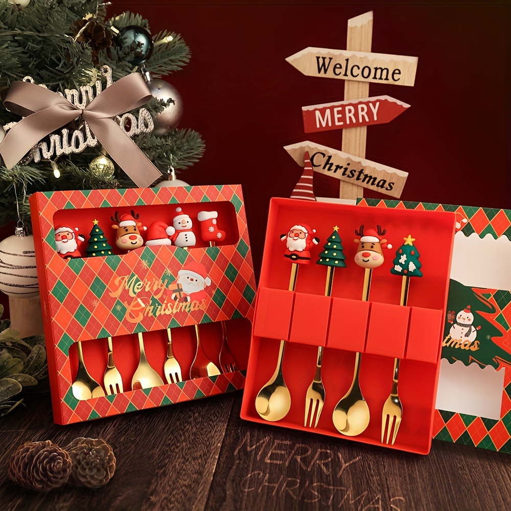 1Set Creative Christmas Fork A - Coffee Tea And Sugar Canister Set 评论和价格